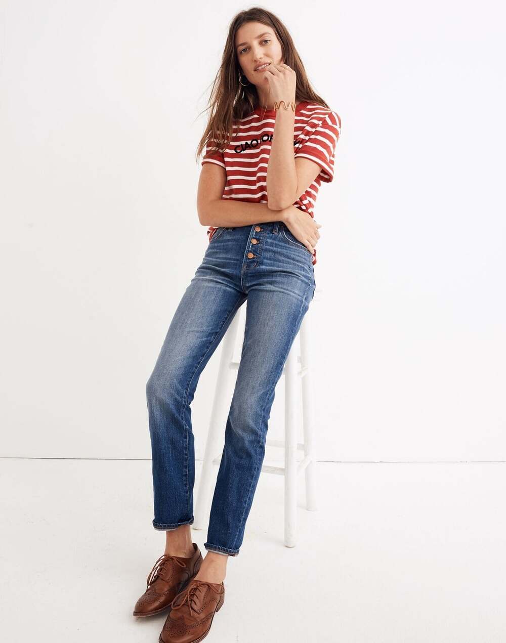 Madewell The Perfect Vintage Crop Jean Button Fly High Rise Straight 27